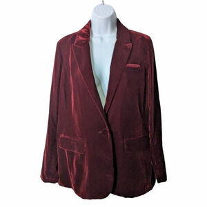 Pure Collection Velvet Blazer Wine Red One Button Jacket 8/10 Relaxed Fit